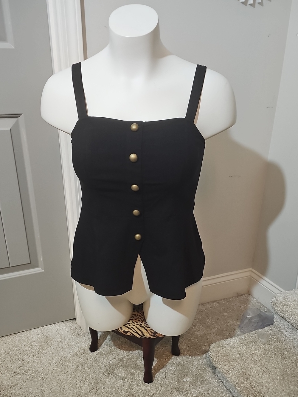 Torrid Black Button-Front Spaghetti Strap Top